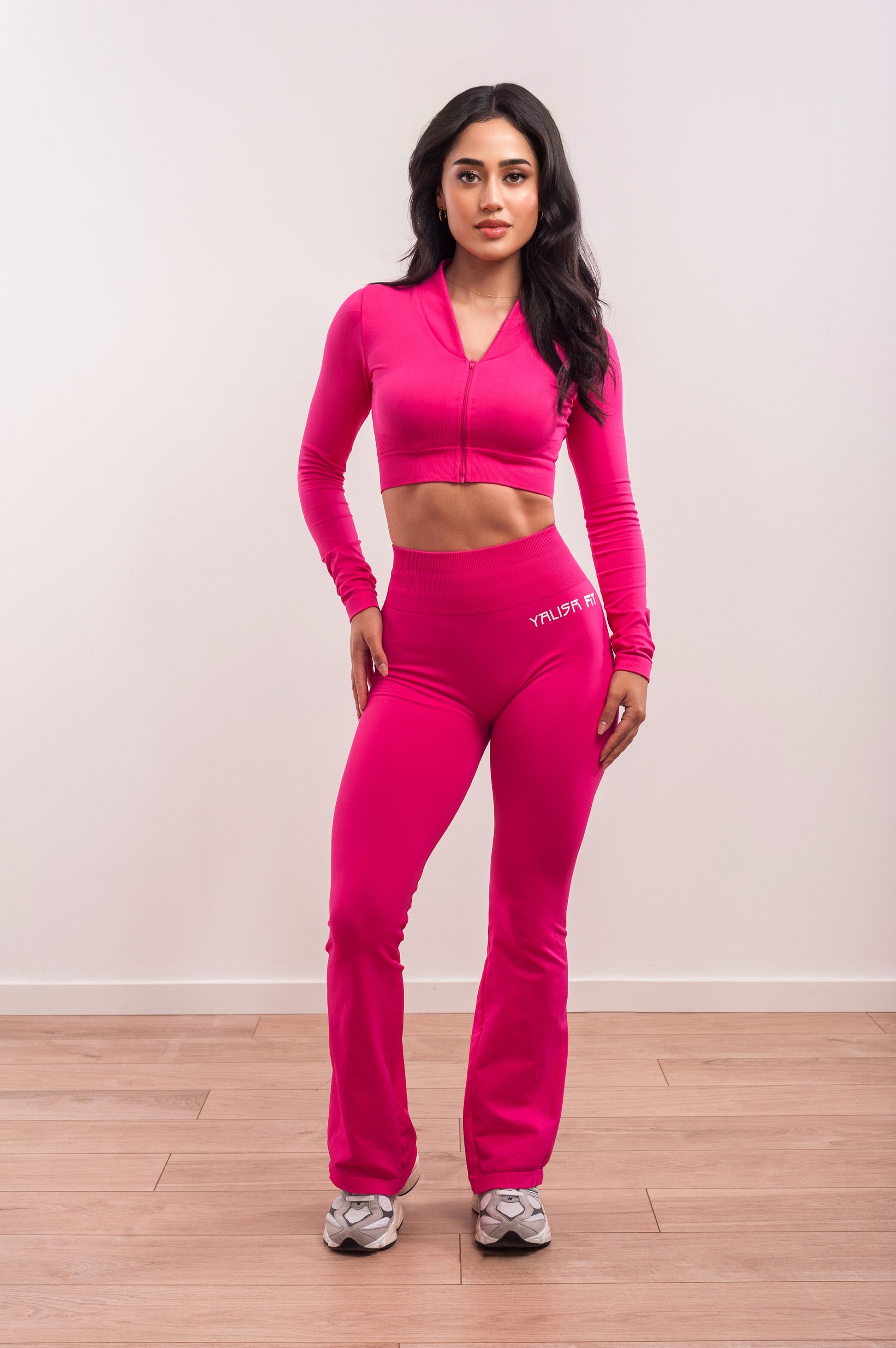 Conjunto de ropa de pilates de color rosa